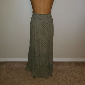 Army green/blue floral maxi skirt